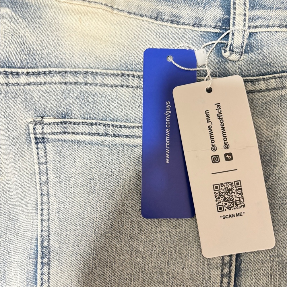 ROMWE Light Blue Slim Straight Distressed Jeans. ( 2 Jeans for $15) - Picture 2 of 2